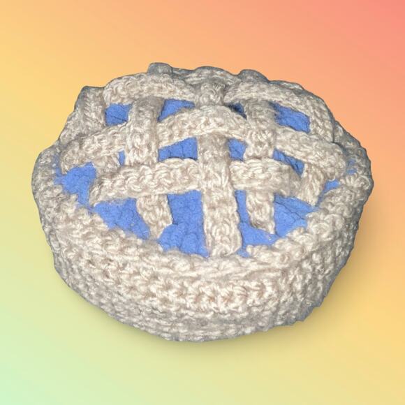 Handmade Crochet Blueberry Pie Hat Novelty Cottagecore Lattice Beret Beanie main image 6